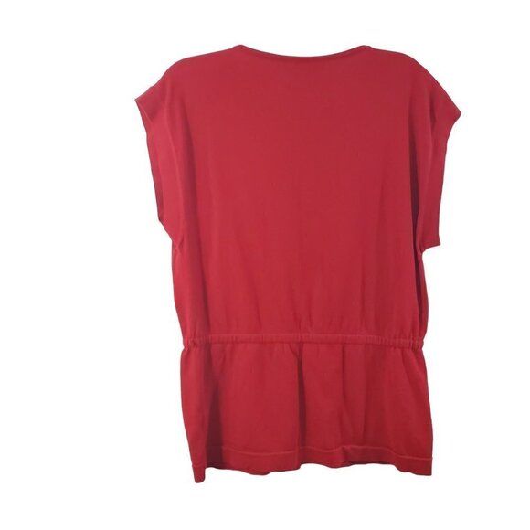 Anne Klein Women’s Red Round Neck Short Sleeve Elastic Waist Blouse Size Large - Picture 4 of 16